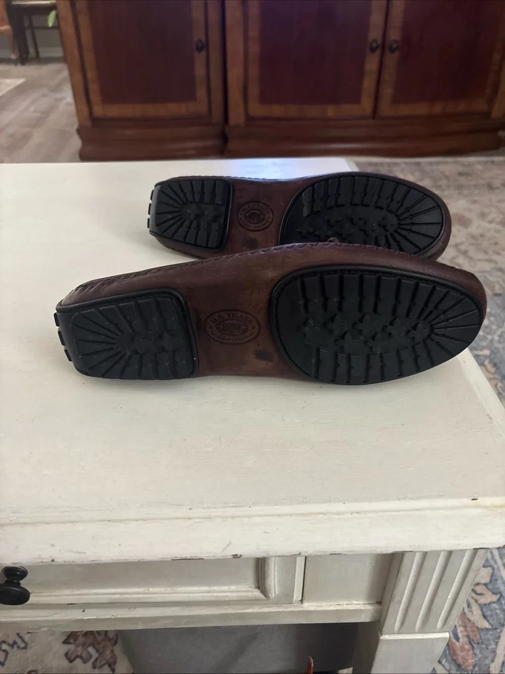H S Trask Men's Brown Leather Moccasin Loafers 10.5 M